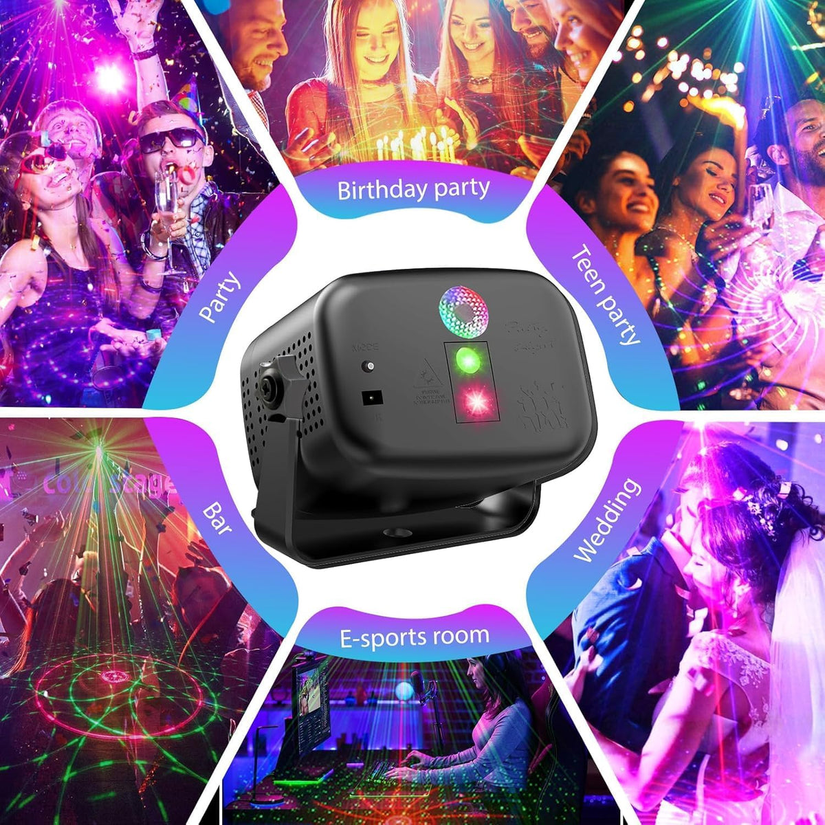 Disco Light for Parties Mini Disco Light Strobe Lights with Remote Control RGB Strobe with 60 Effects for Clubs Children'S Parties Birthdays Weddings