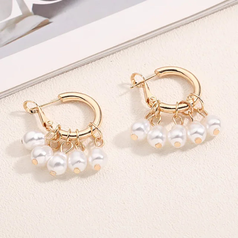 Elegant Pearl Hoop Earrings - Big and Small Circle Statement