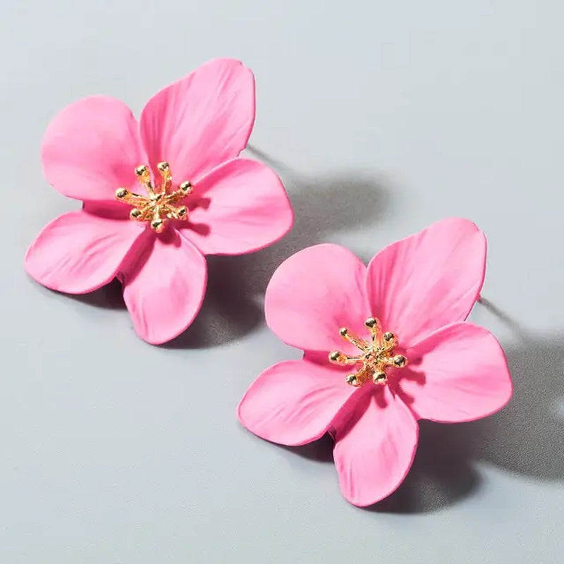 Spray Paint Floral Gold Studs - Unique Statement Earrings for Women