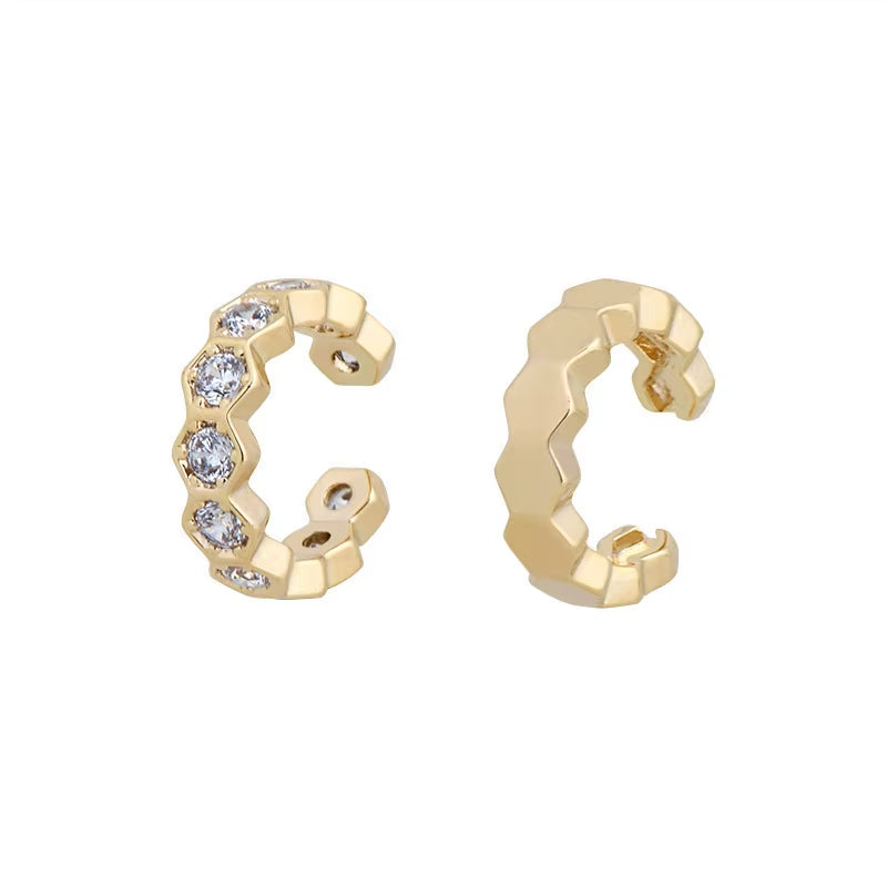 Gold Zircon Helix-Style Ear Cuff Set – Non-Piercing Clip Earrings