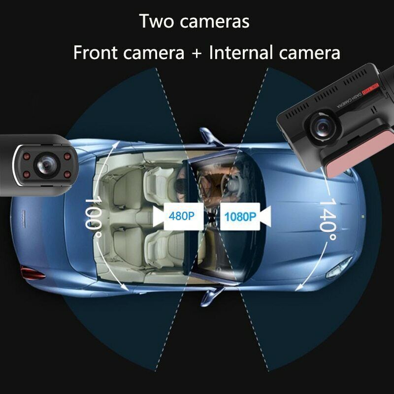 HD 1080P Dual Lens Dash Cam – Front & Rear Car Camera with G-Sensor